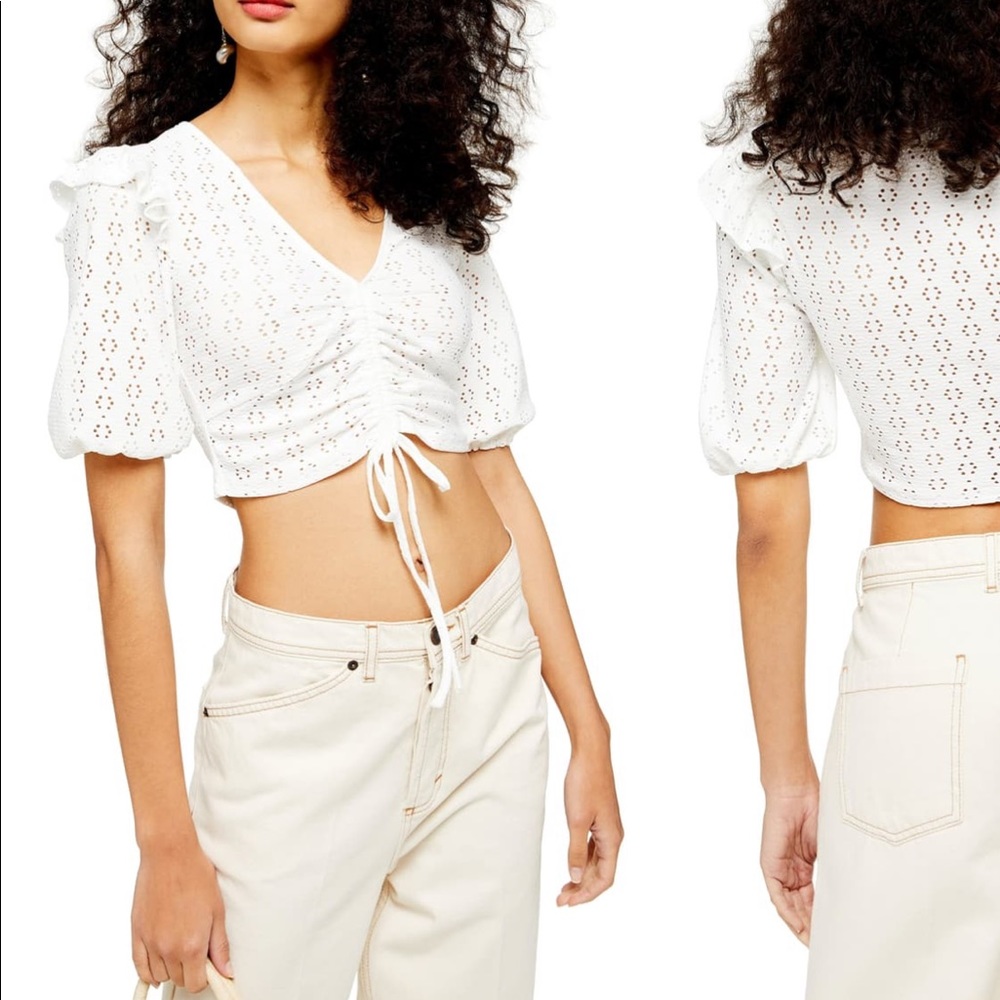Topshop Pointelle Ruched Crop